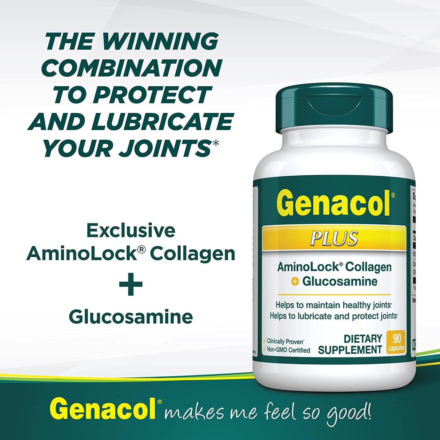Genacol - AminoLock Collagen Plus with Added Glucosamine - 90 Capsules