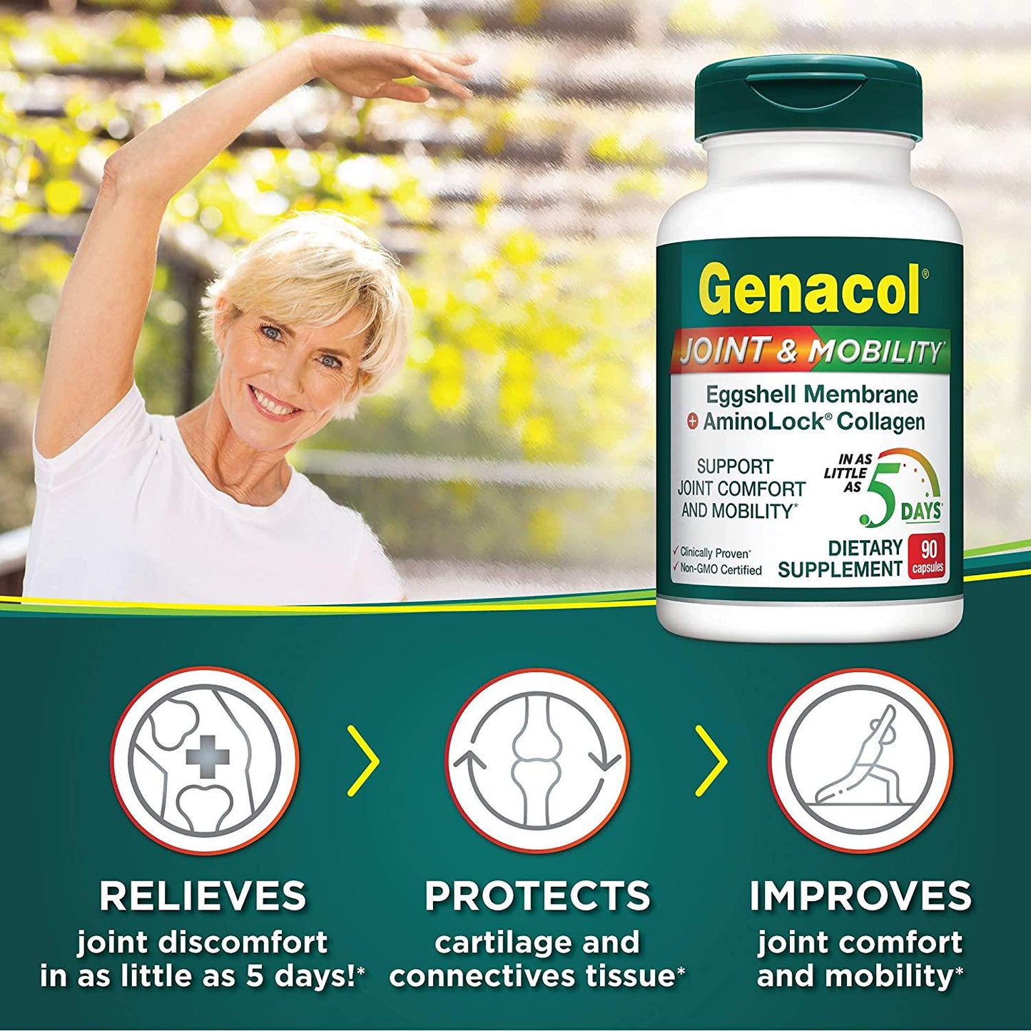 Genacol Joint and Mobility Eggshell Membrane + Collagen Joint Supplement (90 Capsules) Egg Membrane is a Natural Source of Glucosamine , Chondroitin, Hyaluronic Acid and Collagen