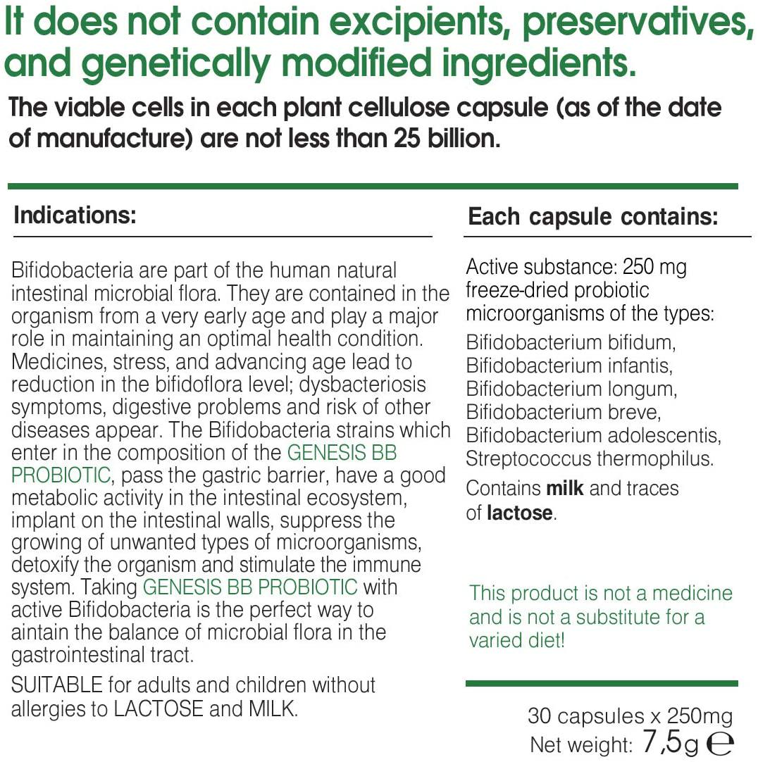 Genesis Bifidobacterium Complex BB Probiotic 30 capsules of 240 mg