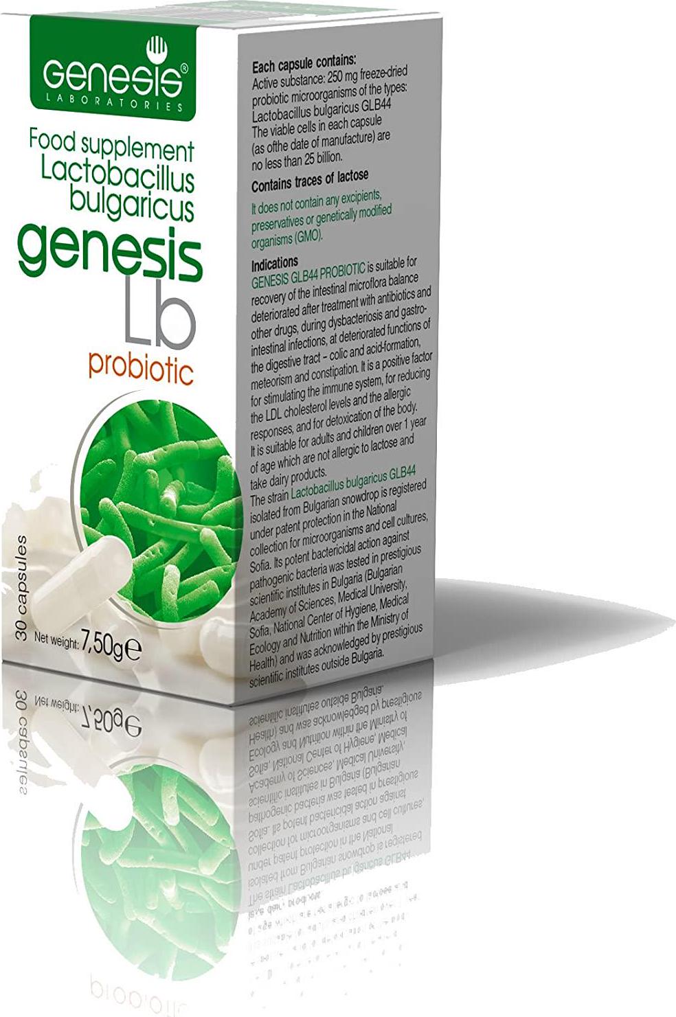 Genesis LB Probiotic with Lactobacillus Bulgaricus 30 Capsules of 240 mg
