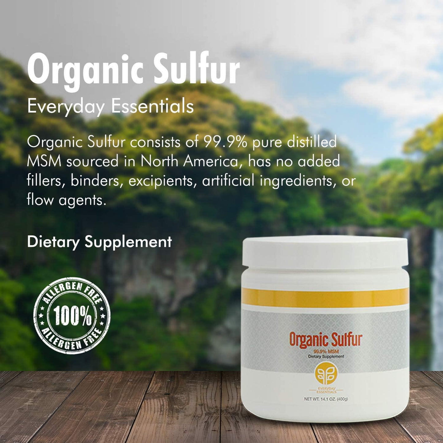 Genesis Pure Organic Sulfur Dietary Supplement 14.1 oz.(400g)