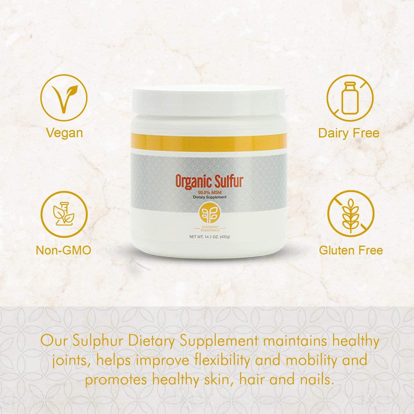 Genesis Pure Organic Sulfur Dietary Supplement 14.1 oz.(400g)