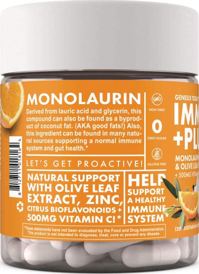 Genesis Today Immunity + Plus, Humic Acid and Monolaurin, 120 Vegetarian Capsules