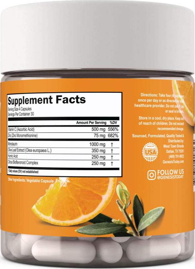 Genesis Today Immunity + Plus, Humic Acid and Monolaurin, 120 Vegetarian Capsules