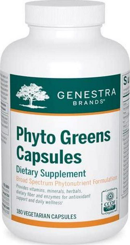 Genestra Brands Phyto Greens Capsules | Vitamins, Dietary Fiber and Enzymes for Optimum Nutrition | 180 Capsules