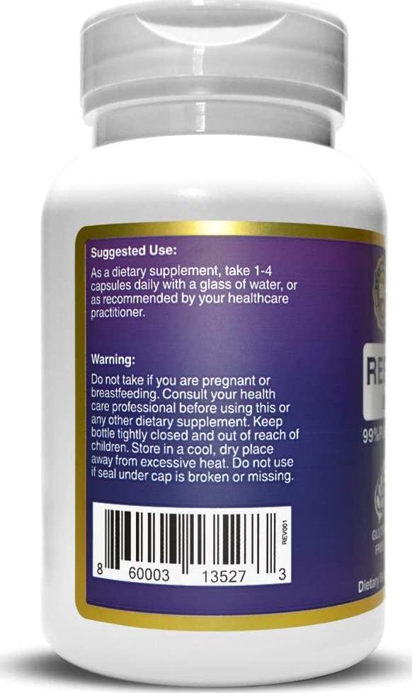 Genex 99% Trans Resveratrol Capsules 1000mg Serving Pure Micronized Pharmaceutical Grade Trans-Resveratrol Made in a GMP and NSF Certified Facility