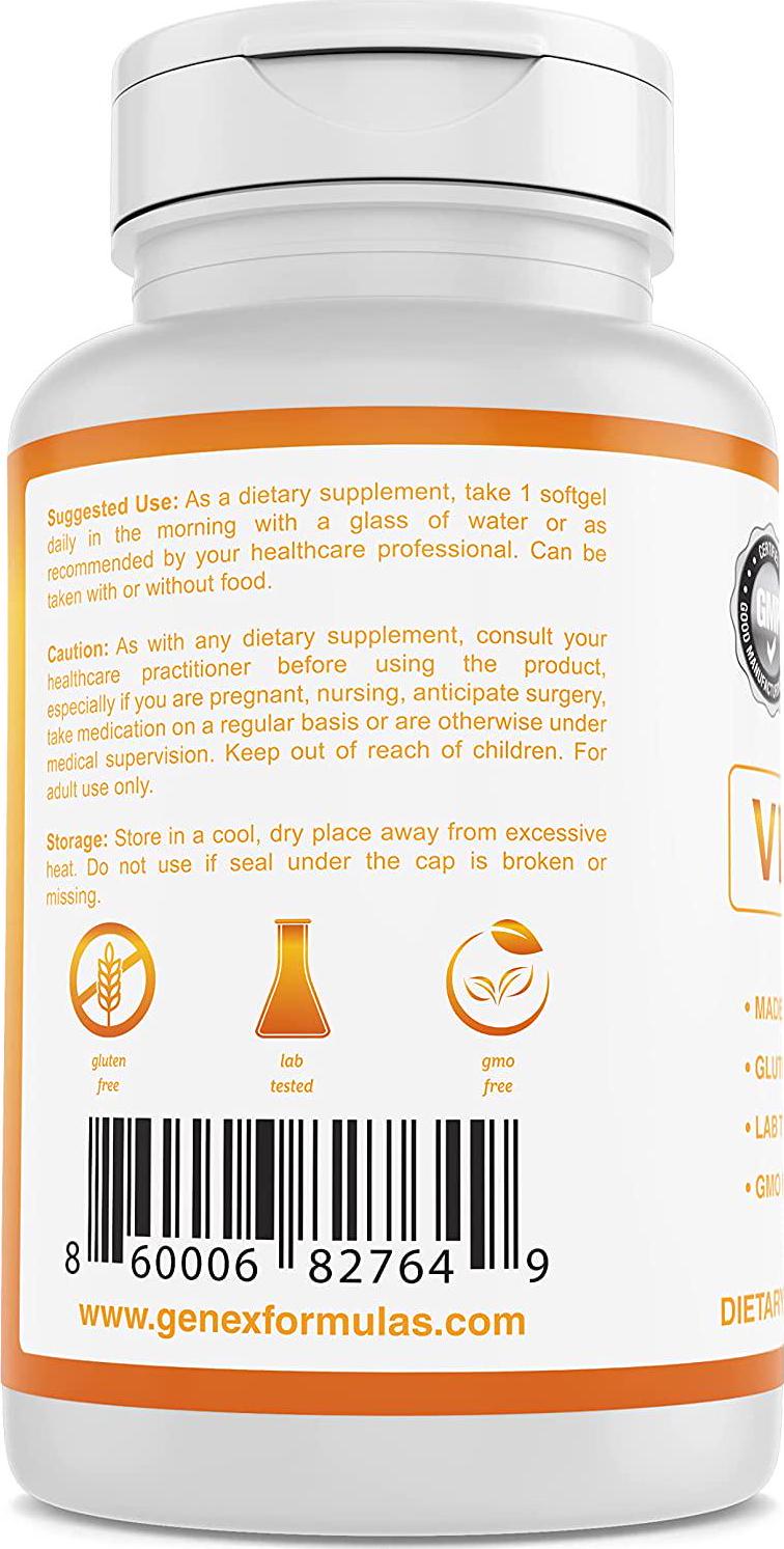 Genex Vitamin D3 5,000 IU (125mcg) 400 Softgel Capsules