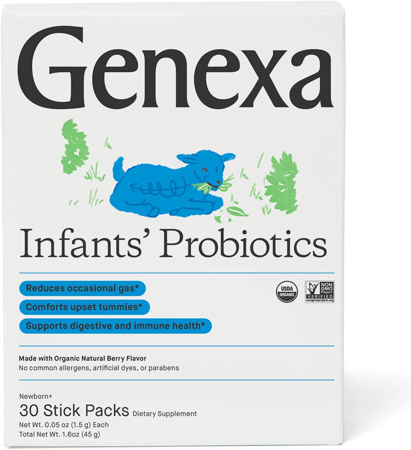 Genexa Probiotics for Infants Daily Probiotic Supplement | Pediatrician Formulated | Organic, Non-GMO, Gluten-Free | Organic Probiotics Powder | 30 Stick Packs (0.05 oz Each)