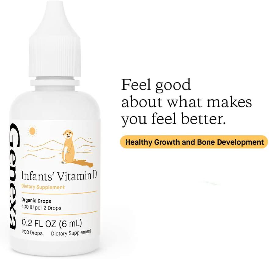Genexa Vitamin D3 Drops for Infants | Certified Organic, Non-gmo, Kosher, pediatrician recommended | Promotes Healthy Growth and Bone Development | 270 Servings (3 Pack)