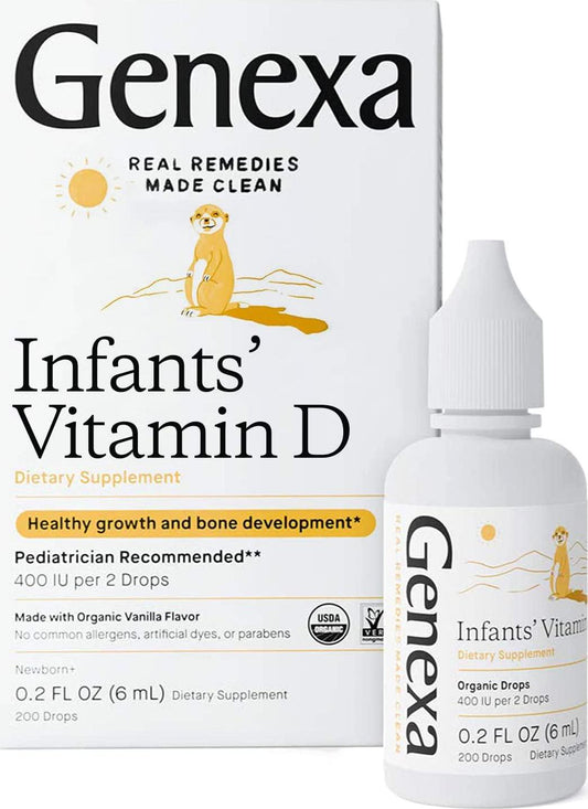 Genexa Vitamin D3 Drops for Infants | Certified Organic, Non-gmo, Kosher, pediatrician recommended | Promotes Healthy Growth and Bone Development | 270 Servings (3 Pack)