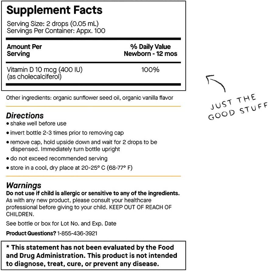 Genexa Vitamin D3 Drops for Infants | Certified Organic, Non-gmo, Kosher, pediatrician recommended | Promotes Healthy Growth and Bone Development | 270 Servings (3 Pack)
