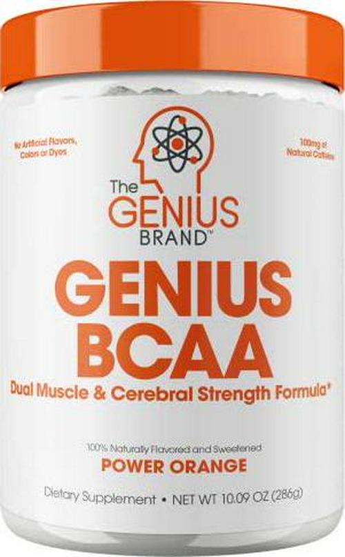 Genius Bcaa Powder with Focus and Energy Multiuse Natural Vegan Preworkout Bcaas for Mental Clarity and Faster Muscle Recovery, Orange, 21sv, 286g
