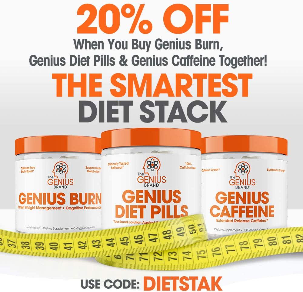Genius Fat Burner - Thermogenic Weight Loss and Nootropic Focus Supplement - Natural Metabolism and Energy Booster for Men and Women | Thyroid Support and Appetite Suppressant w/ Gymnema Sylvestre, 60 Pills