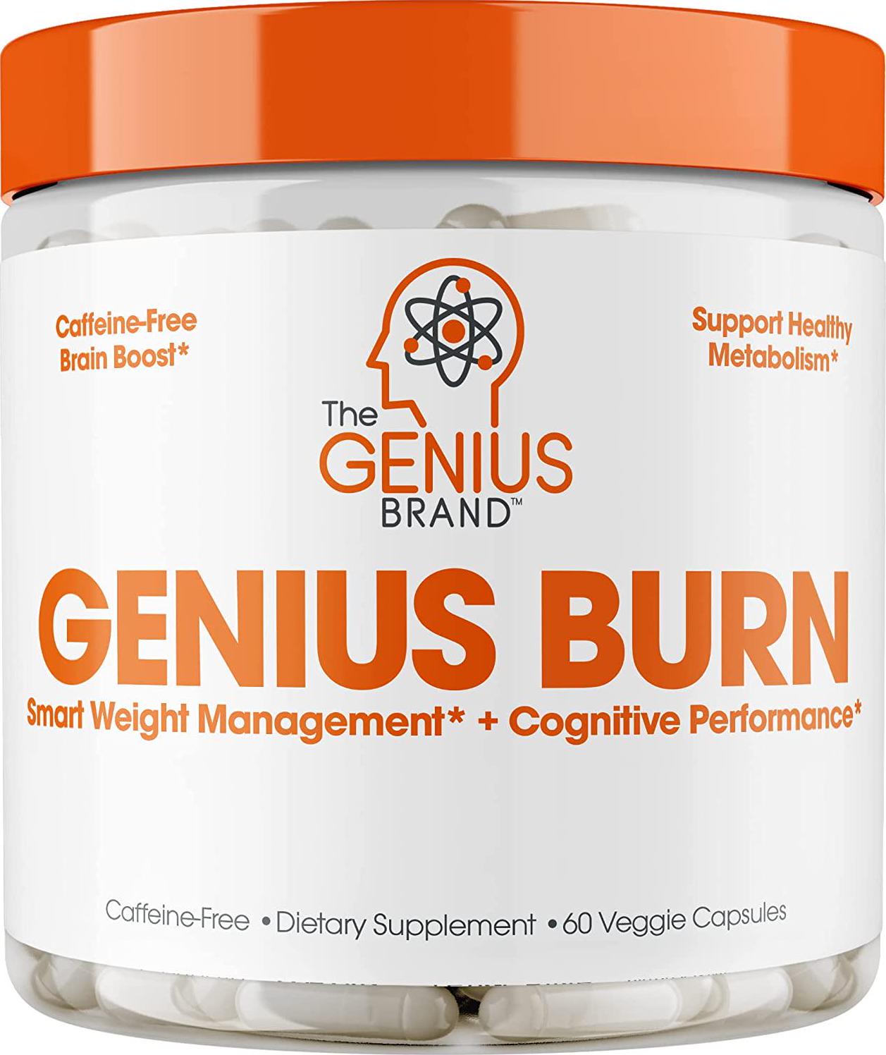 Genius Fat Burner - Thermogenic Weight Loss and Nootropic Focus Supplement - Natural Metabolism and Energy Booster for Men and Women | Thyroid Support and Appetite Suppressant w/ Gymnema Sylvestre, 60 Pills