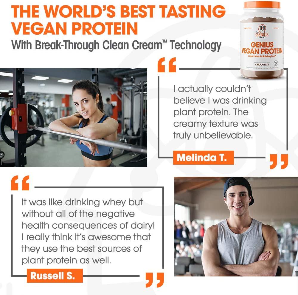 Genius Vegan Protein Powder Plant Based Lean Muscle Building Shake | Best Pea + Pumpkin Protein Sources Ideal Lean Body Shake for Men and Women All in One Nutritional Sport Drink (Dairy Free)