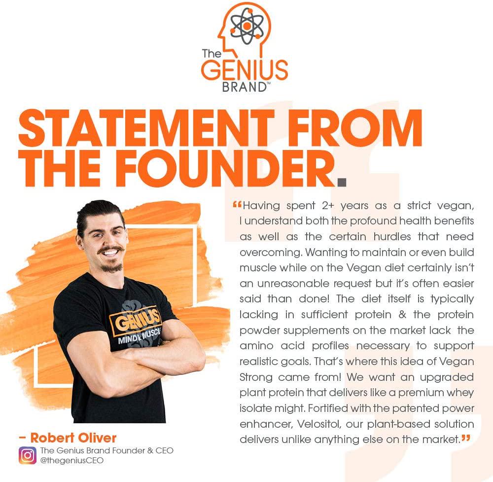 Genius Vegan Protein Powder Plant Based Lean Muscle Building Shake | Best Pea + Pumpkin Protein Sources Ideal Lean Body Shake for Men and Women All in One Nutritional Sport Drink (Dairy Free)