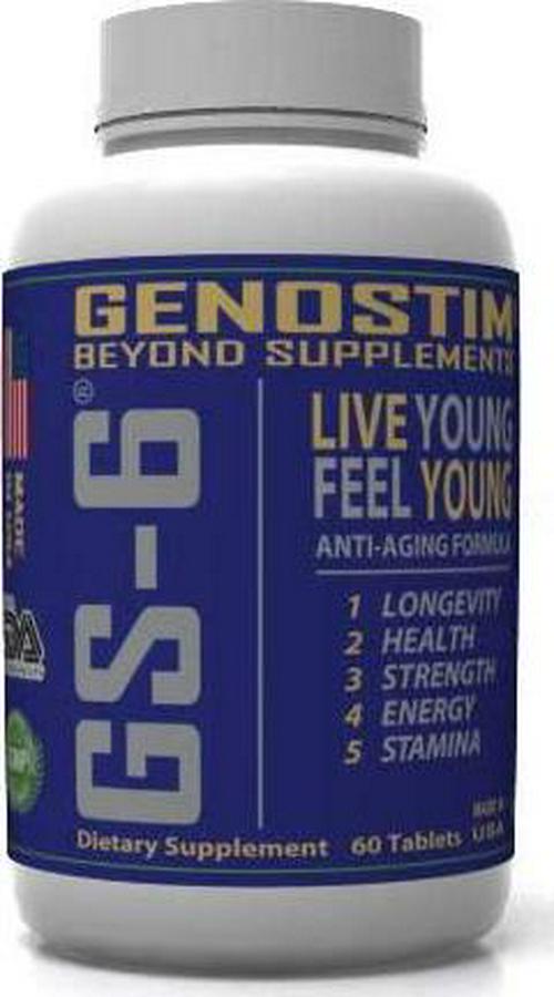 Genostim GS-6 Anti-Aging Protein Peptide Supplement, 100mg of Protein Peptides Stimulates Hormonal Balance for Accelerated Healing for Athletes and Cellular Rejuvenation for Men and Women, 60 Tablets