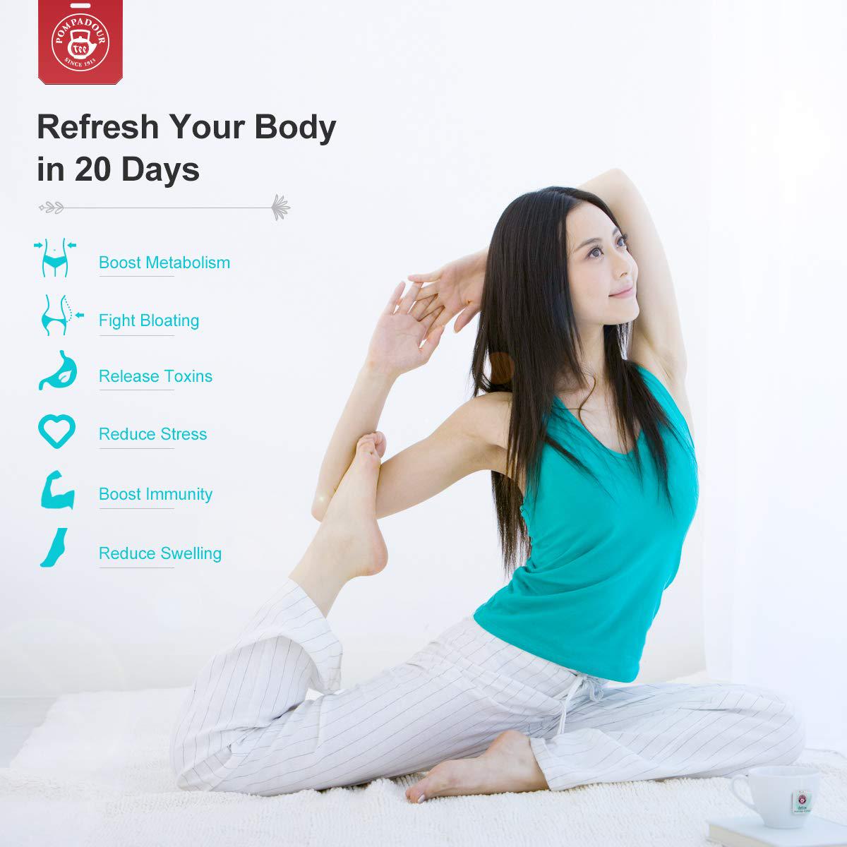 Gentle Detox Tea, Pompadour Natural Weight Loss Tea Teatox Herbal Tea Help Your Body Cleanse, Edema Removal and Reduce Bloating