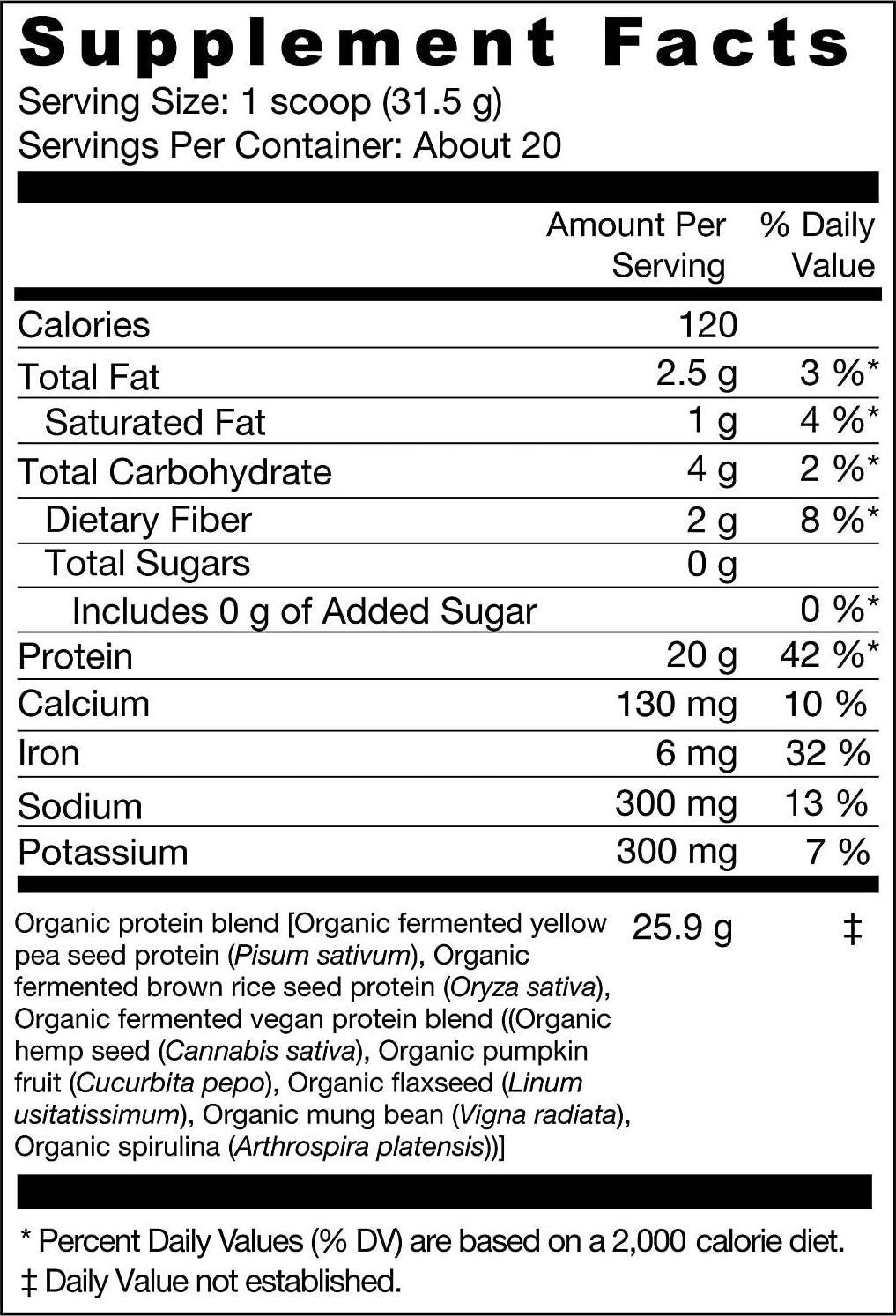 Genuine Health Fermented Organic Vegan Proteins+, Natural Chocolate Protein Powder, 20g Protein, 21.16 oz tub, 20 Servings