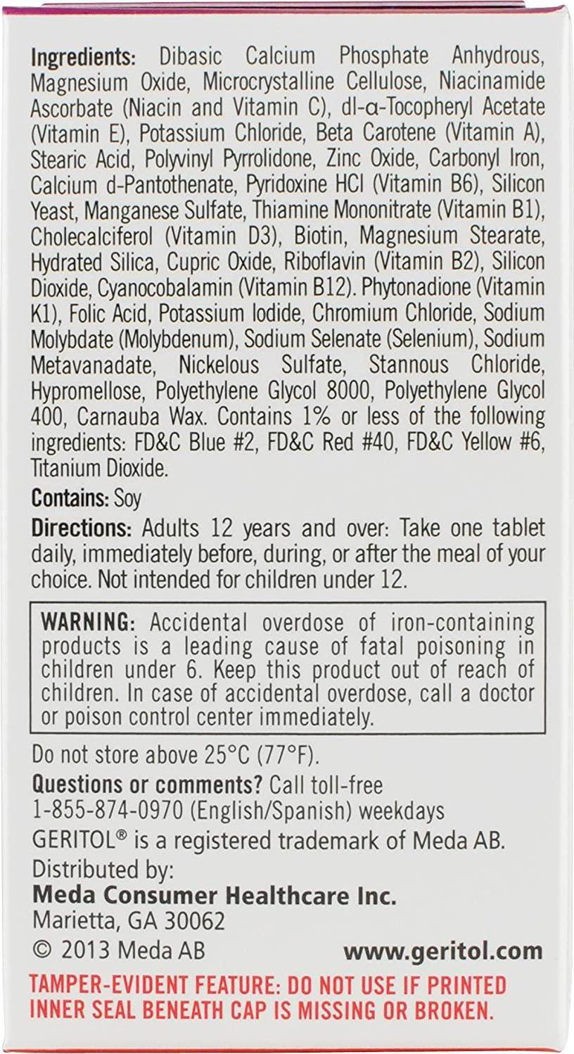 Geritol Multi-Vitamin Nutritional Support Tablets, 40 Count, Multivitamin/Multimineral Supplement For Adults, High In Vitamin A and Vitamin C