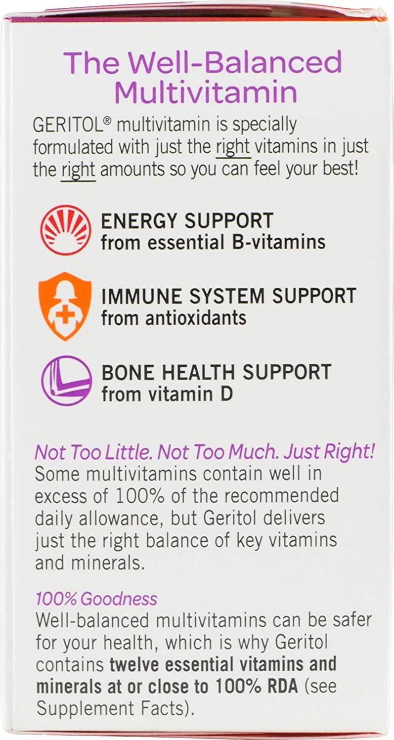 Geritol Multi-Vitamin Nutritional Support Tablets, 40 Count, Multivitamin/Multimineral Supplement For Adults, High In Vitamin A and Vitamin C