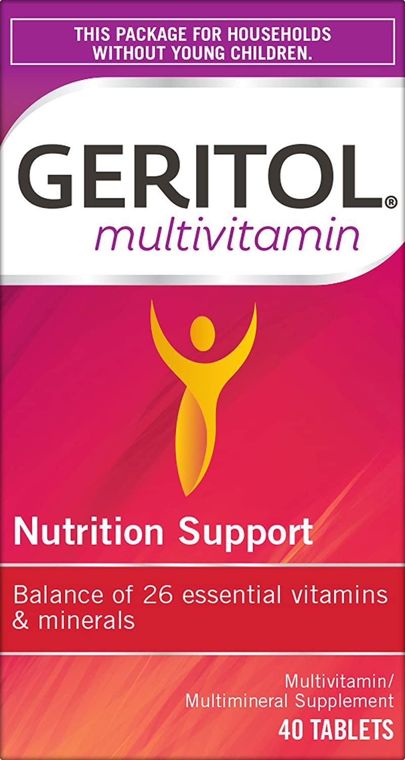 Geritol Multi-Vitamin Nutritional Support Tablets, 40 Count, Multivitamin/Multimineral Supplement For Adults, High In Vitamin A and Vitamin C