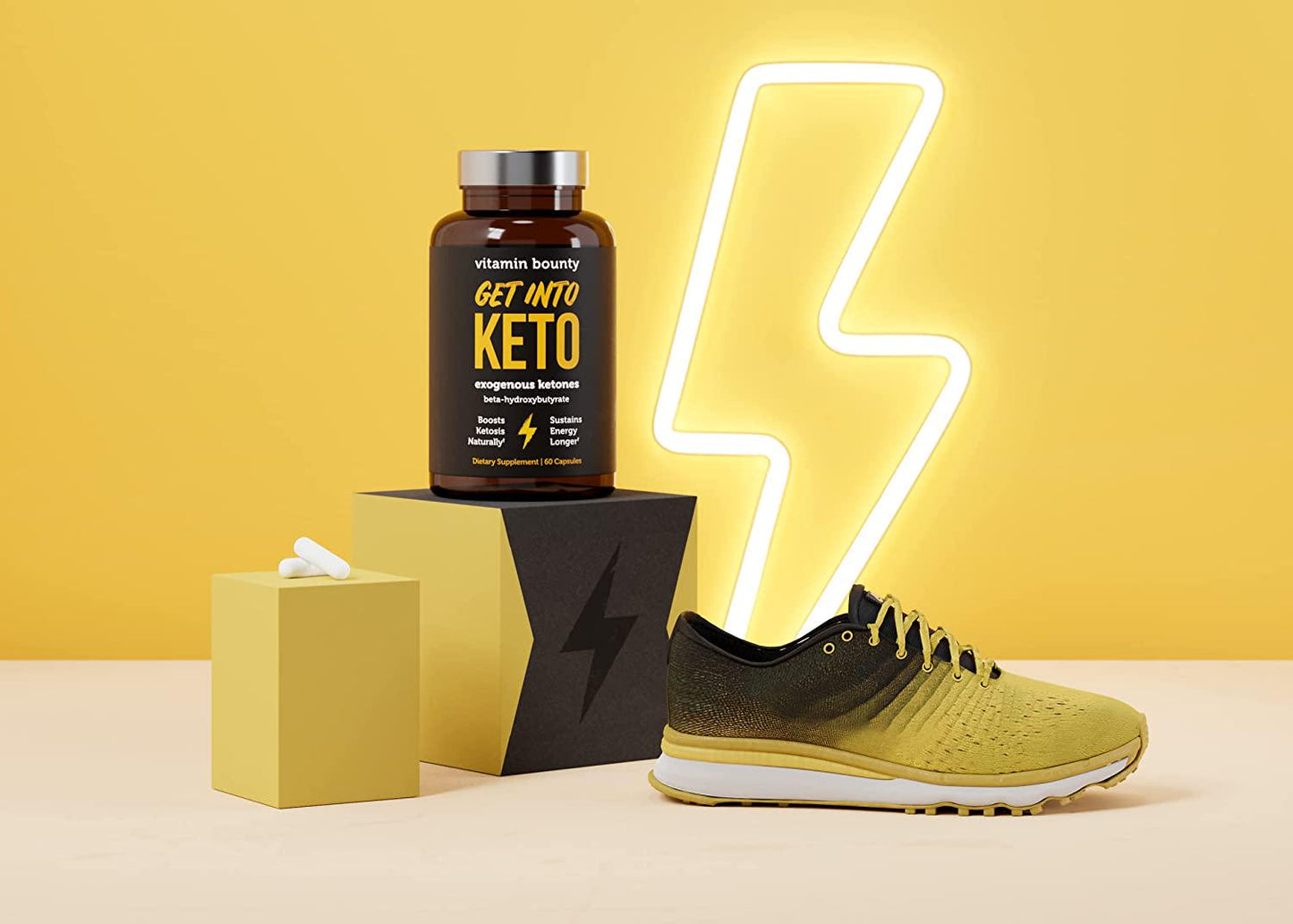 Get Into Keto Premium Ketones, Keto Pills, Supports Ketosis, Made in USA - Vitamin Bounty