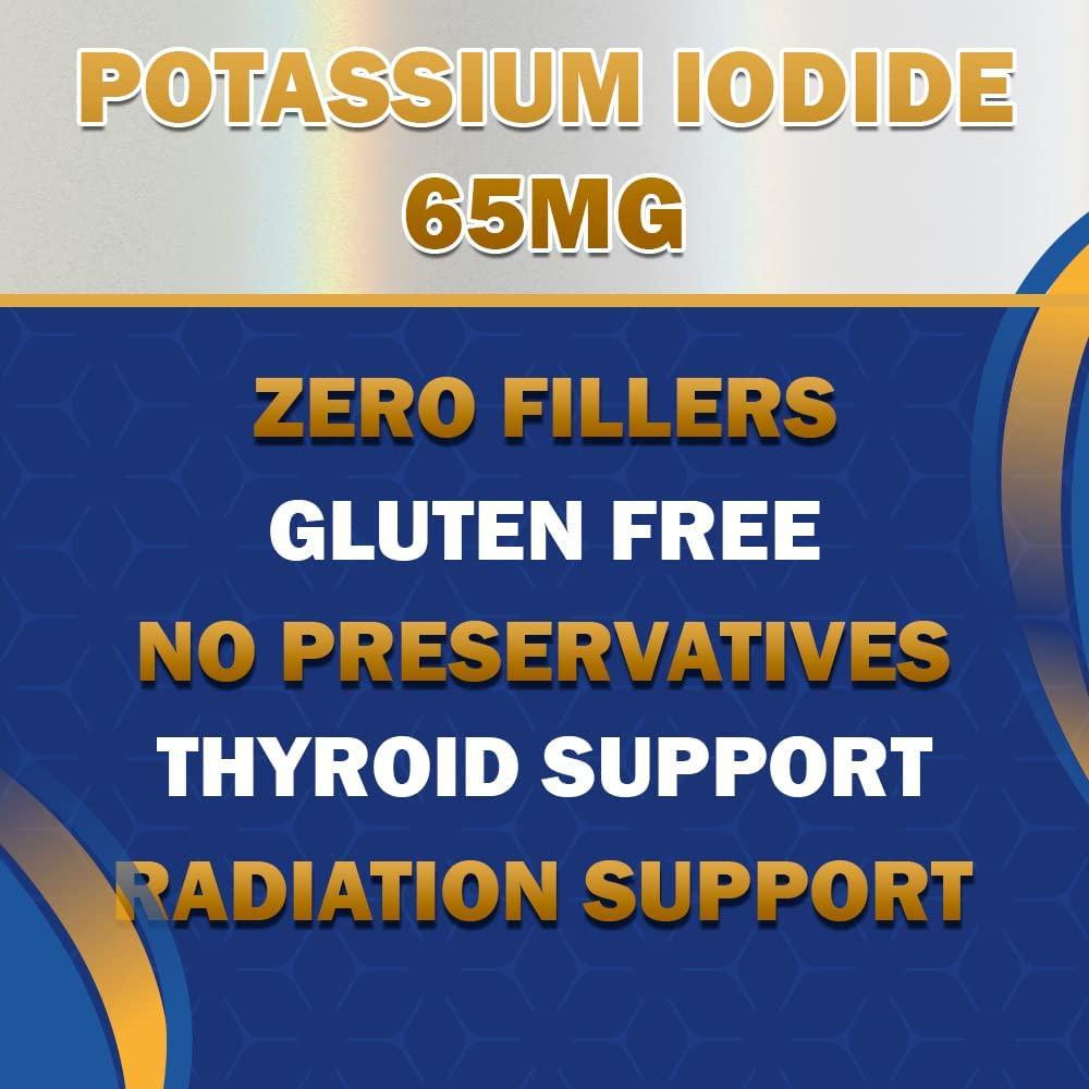 Gflow Vitamins - Potassium Iodide 65 mg Per Serving - Dietary Supplement, Thyroid Support - 2 Months Supply - Non -GMO - Made in The USA - Exp Date 03/2029