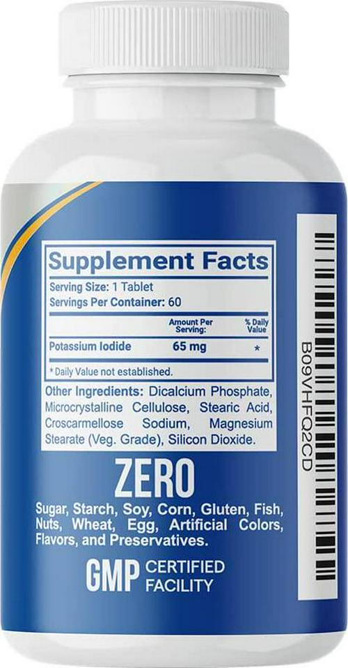 Gflow Vitamins - Potassium Iodide 65 mg Per Serving - Dietary Supplement, Thyroid Support - 2 Months Supply - Non -GMO - Made in The USA - Exp Date 03/2029