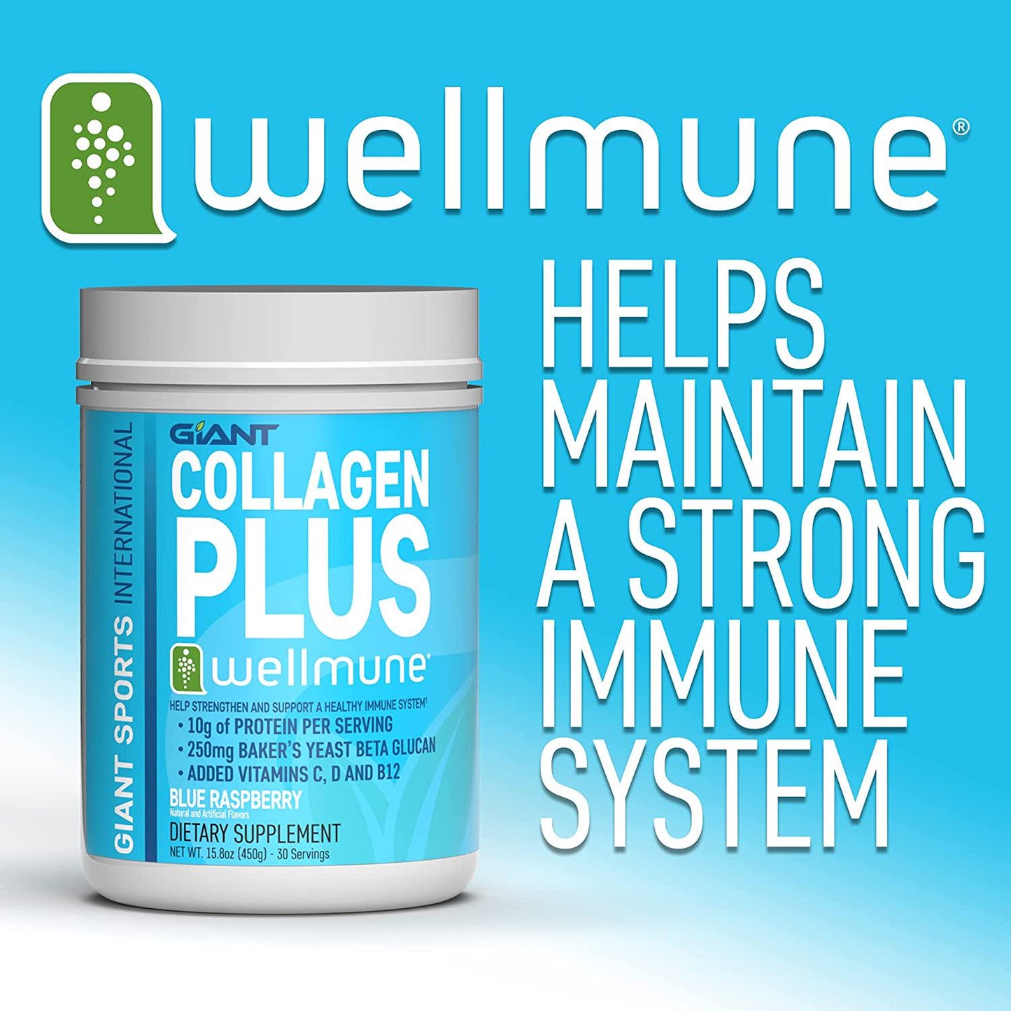 Giant Sports Collagen Plus Wellmune Blue Raspberry - 30 Servings