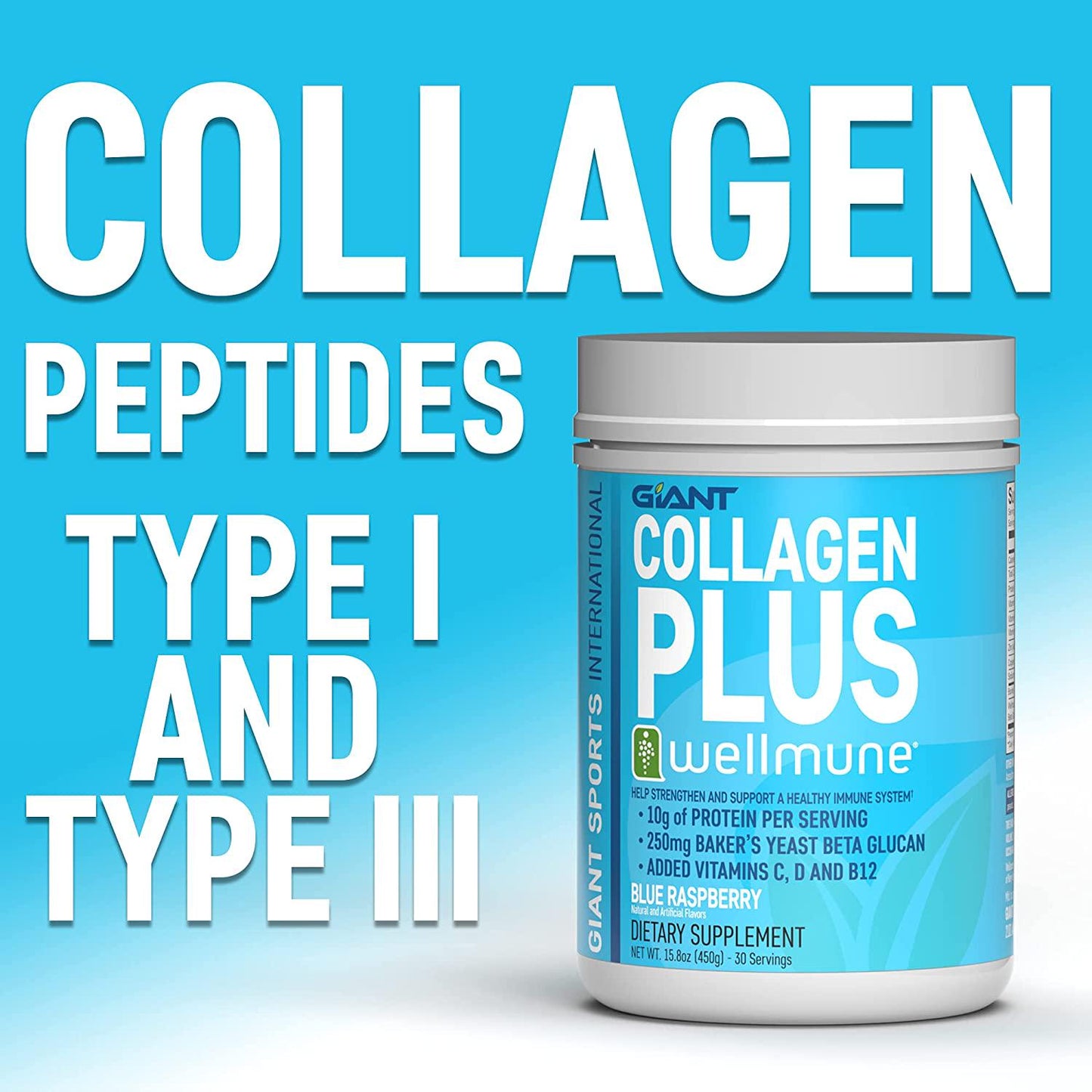 Giant Sports Collagen Plus Wellmune Blue Raspberry - 30 Servings