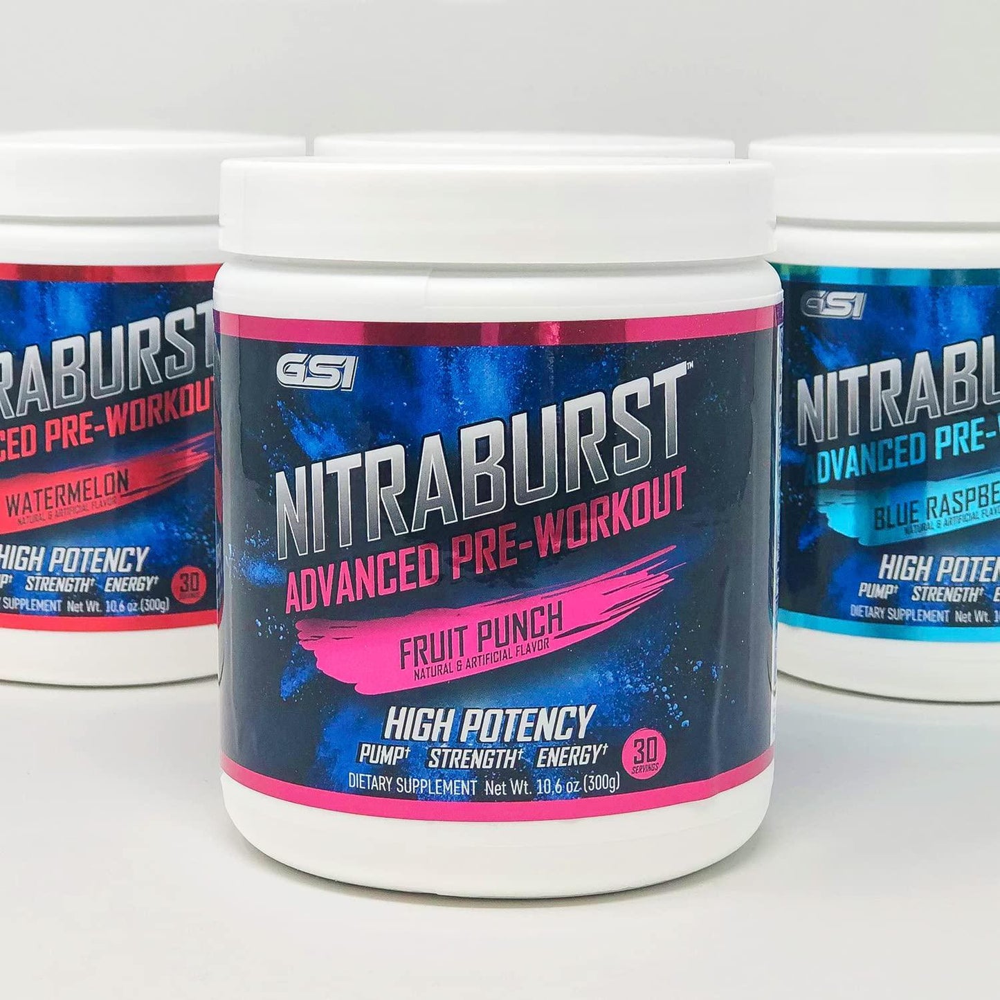Giant Sports Nitraburst Pre Workout Powder, Increase Blood Flow, Boosts Strength and Energy, Improve Exercise Performance, Creatine Free (Fruit Punch, 30 Servings)
