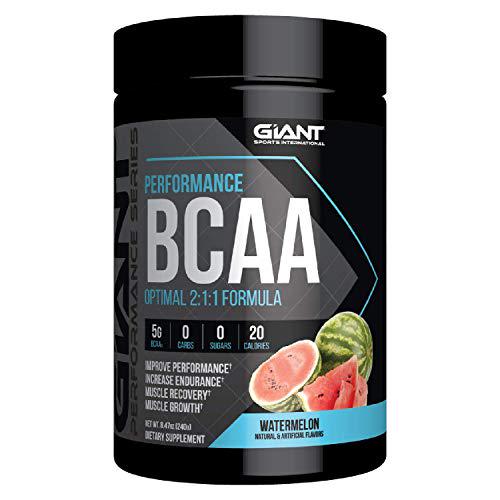 Giant Sports Performance BCAA Powder Sugar Free Recovery and Performance with Potassium Chain Amino Acids | Watermelon 30 Servings