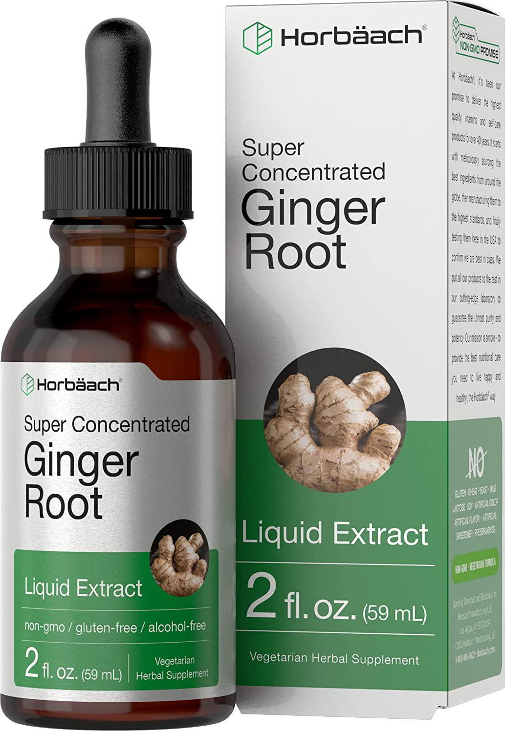 Ginger Root Extract | 2 oz | Alcohol Free Supplement | Super Concentrated | Vegetarian, Non-GMO, Gluten Free Liquid | by Horbaach