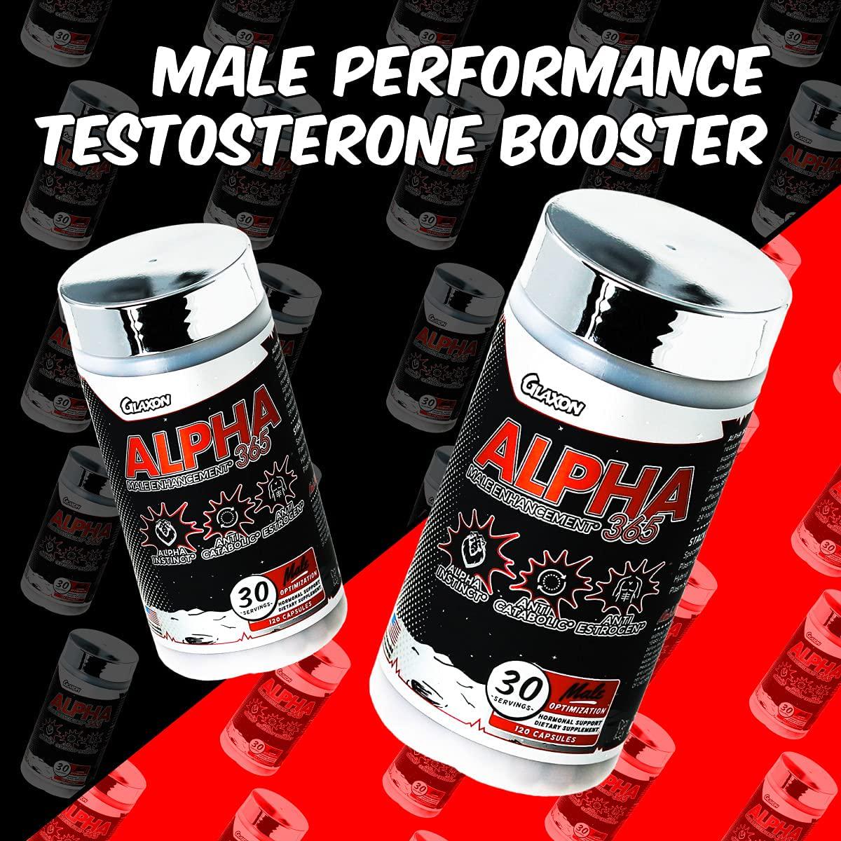 Glaxon Alpha 365 Testosterone Booster, Muscle Building, Nootropic, Vitamin D3, Zinc, Saponins, Antioxidant, Boost Nitric Oxide, Weight Loss Support, 180 Capsules