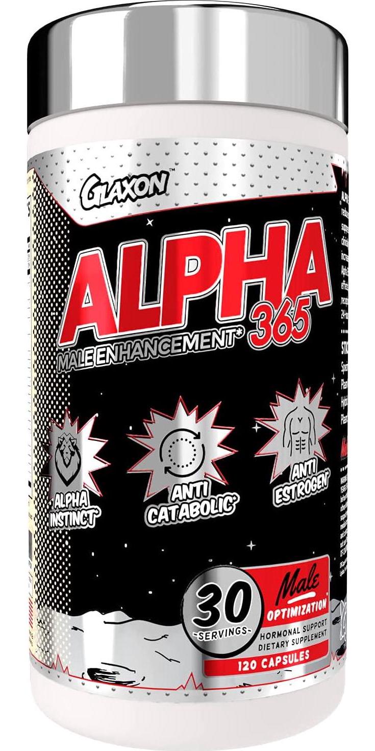 Glaxon Alpha 365 Testosterone Booster, Muscle Building, Nootropic, Vitamin D3, Zinc, Saponins, Antioxidant, Boost Nitric Oxide, Weight Loss Support, 180 Capsules