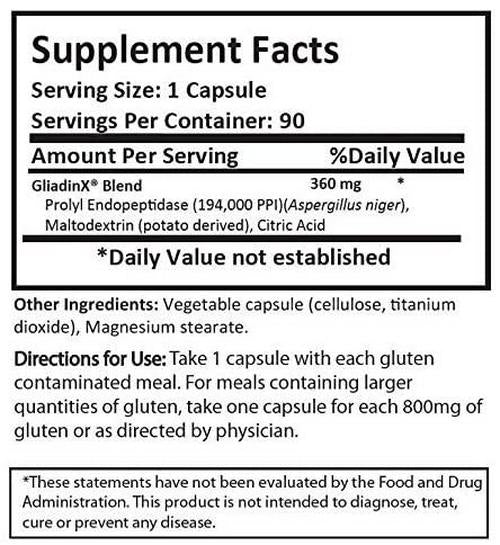 GliadinX - 90 Capsules - Scientifically Proven to Break Down Gluten - Contains Highest Concentration of Active Ingredients