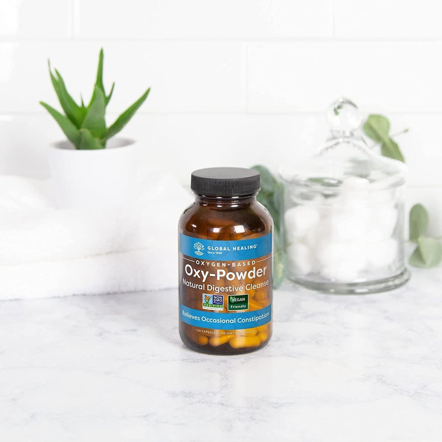 Global Healing Center Oxy-Powder Colon Cleanse Detox - Oxygen Based Safe and Natural Intestinal Cleanser 120 Capsule (2-Pack)