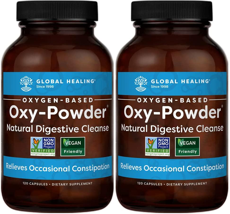 Global Healing Center Oxy-Powder Colon Cleanse Detox - Oxygen Based Safe and Natural Intestinal Cleanser 120 Capsule (2-Pack)