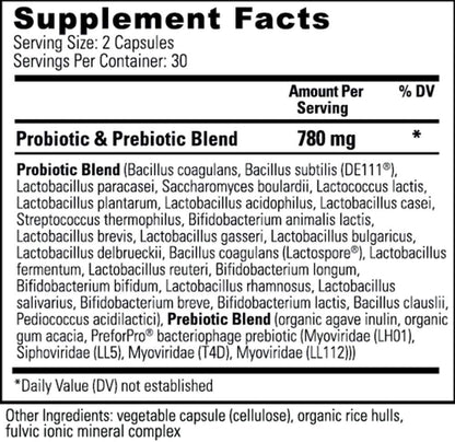 Global Healing Floratrex Probiotic Blend Supplement With Prebiotics For Healthy Digestion, Support Digestive Tract, and Normal Immune System - Men and Women - 75 Billion CFU, 25 Strains, 60 Capsules