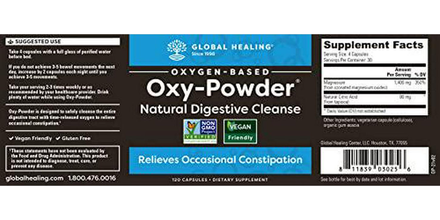 Global Healing Oxy-Powder and Selenium Kit - Natural, Oxygen Based Colon Cleanser of Intestinal Tract and Vegan Antioxidant Supplement for Thyroid Support and Immune System Health - 160 Capsules Total