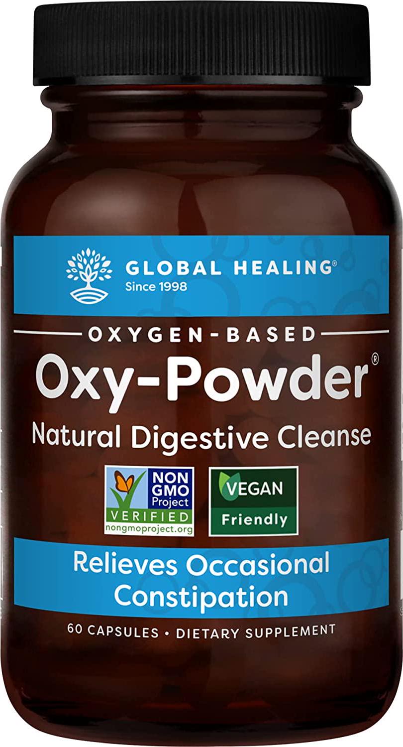 Global Healing Oxy-Powder Supplement - Oxygen Based Magnesium Colon Cleanser and Relief from Gas, Bloating and Occasional Constipation - Safe Healthy Detox For Gut Relief For Women and Men - 60 Capsules
