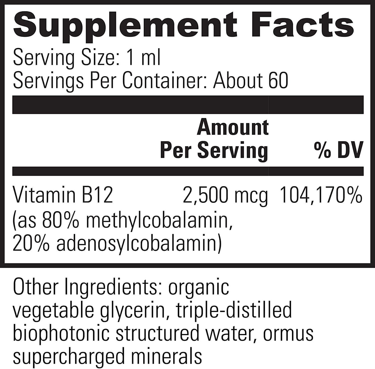 Global Healing Vitamin B12 Liquid Blend, 2500 mcg Organic Sublingual Supplement Drops | 2-in-1 Methylcobalamin and Adenosylcobalamin for Energy and Heart Health For Men and Women - 60-Day Supply, 2 Fl Oz