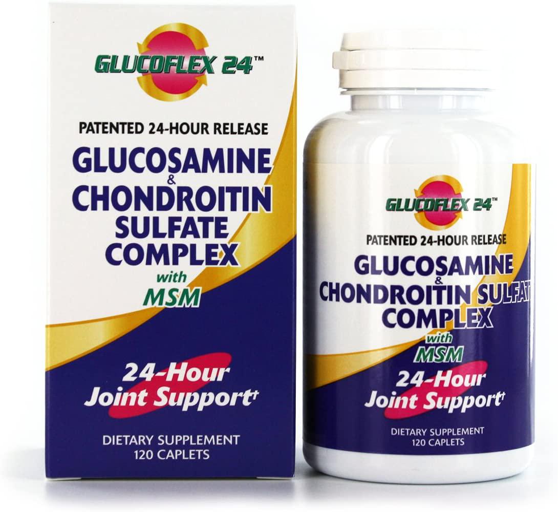 Glucoflex Glucosamine and Chondroitin Sulfate with MSM, 24 Hour Joint Support, Healthy Bones, 30 servings