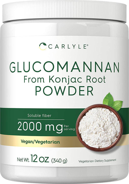 Glucomannan Powder | 12 oz | Vegan and Vegetarian | Non-GMO, Gluten Free | Konjac Powder Supplement | by Carlyle