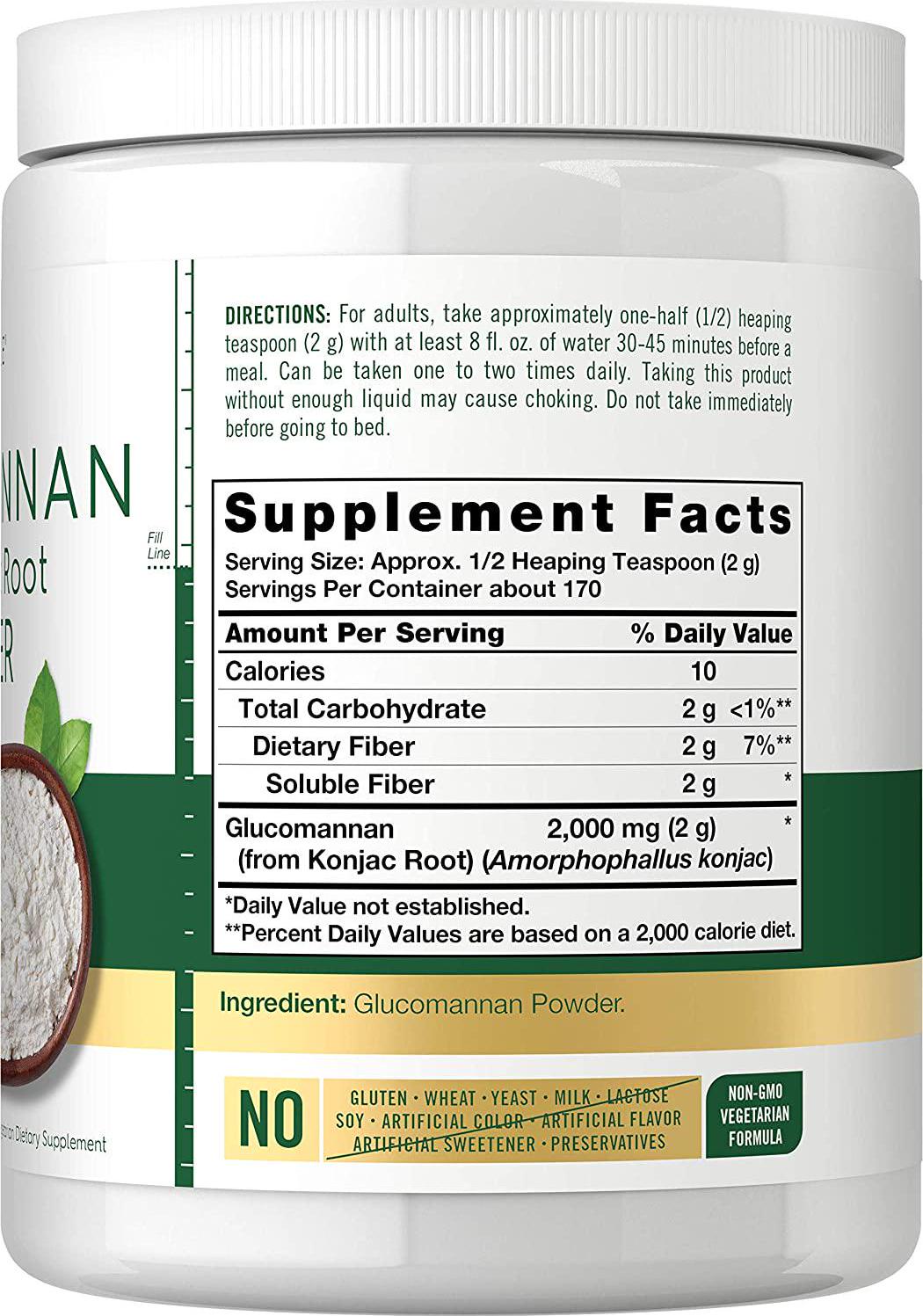 Glucomannan Powder | 12 oz | Vegan and Vegetarian | Non-GMO, Gluten Free | Konjac Powder Supplement | by Carlyle