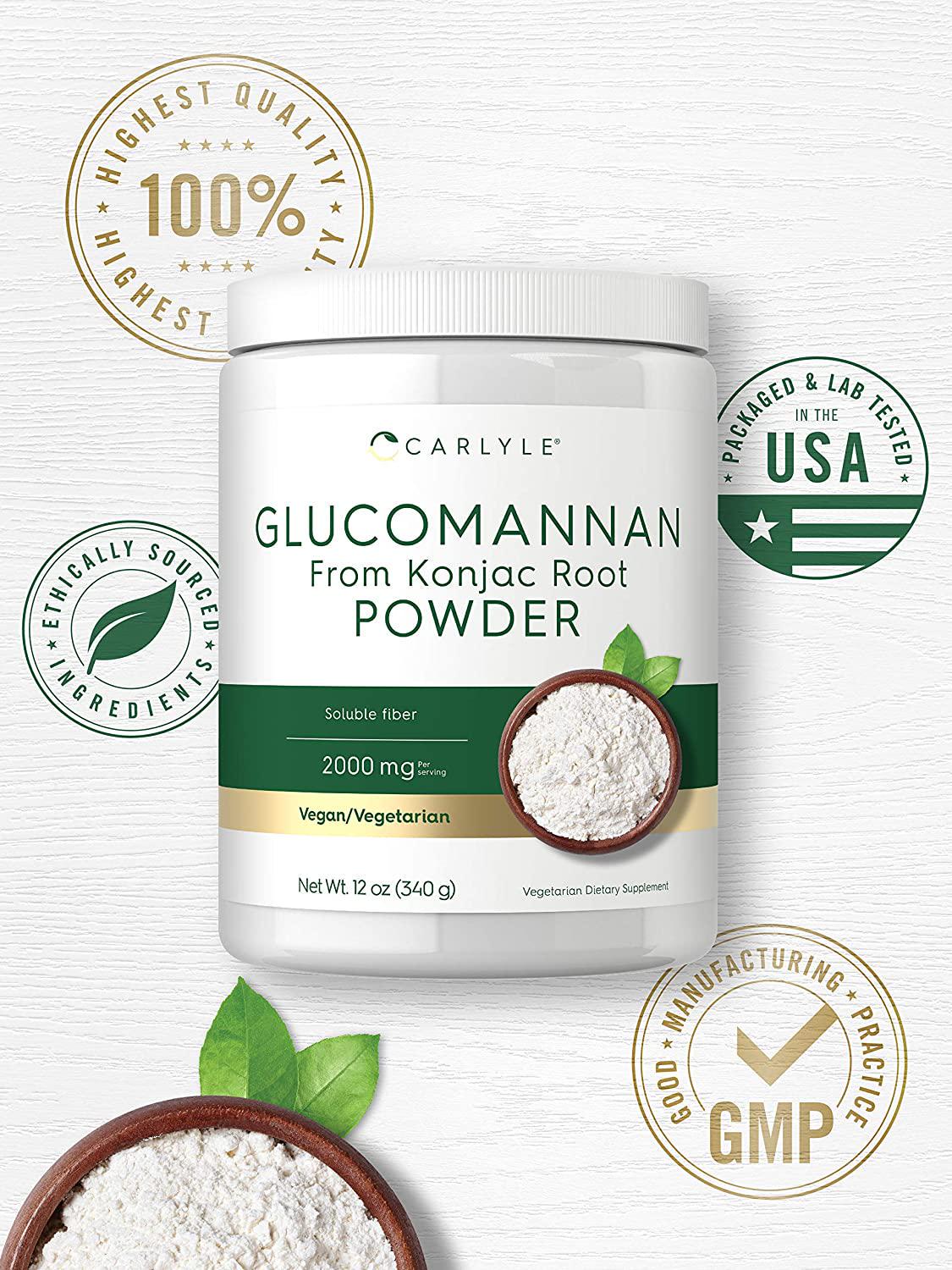 Glucomannan Powder | 12 oz | Vegan and Vegetarian | Non-GMO, Gluten Free | Konjac Powder Supplement | by Carlyle