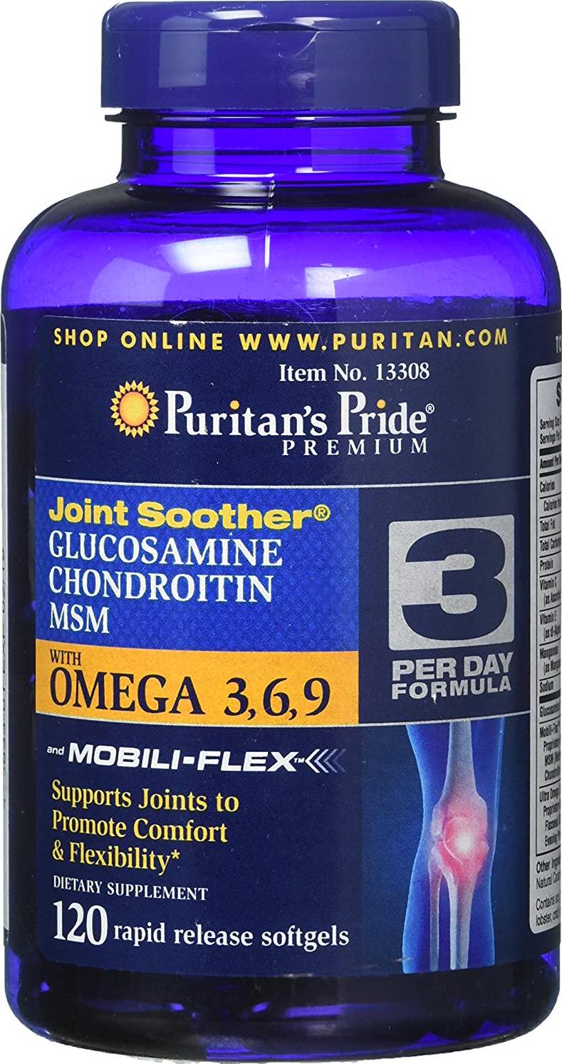 Glucosamine, Chondroitin and MSM with Omega 3, 6, 9, Supports Joints to Promote Joint Comfort and Flexibility, 120 Count by Puritan's Pride