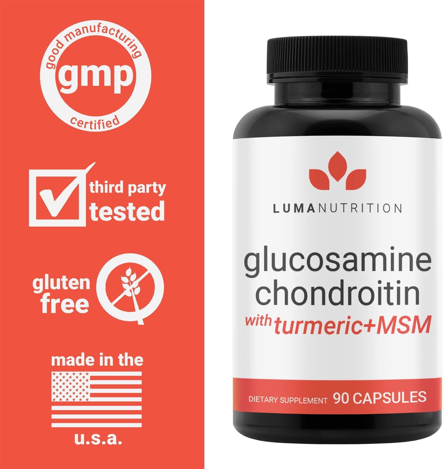 Glucosamine Chondroitin MSM - Turmeric, Boswellia - Premium Joint Supplement - Joint Support - Joint Supplements for Men and Women - Joint Health - 90 Capsules
