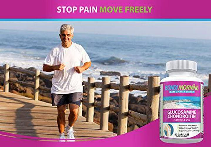 Glucosamine Chondroitin Dietary Supplement - with Turmeric and MSM, Potent, Effective, Natural, Improve Your Health, Relieve Joint Pains and Muscle Stiffness, Enhance Mobility. 90 Capsules